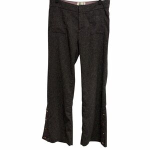 Anthropologie Elevenses Brown Women’s Dress Pants Button Ankle Wide Leg Trousers